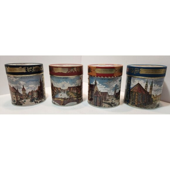 Vintage E Otto Schmidt Lebkuchen Round Cookie Tins Set of 4 - Picture 1 of 9